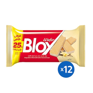 ويفر بلوكس بحشوة كريمة الفانيليا - حجم إكسترا 24 جم - 12 قطعة