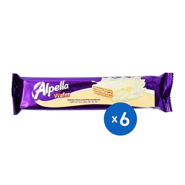 ويفر ألبيلا محشوة ومغطاة بكريمة الفانيليا - 40 جرام - 6 قطع