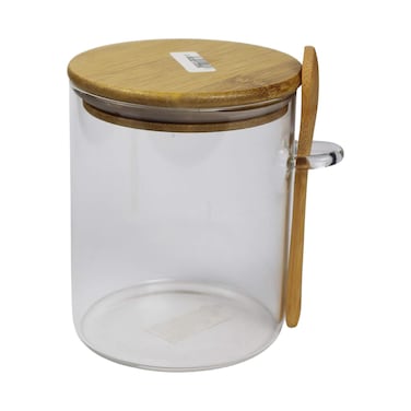 Jar With Wooden Lid and Spoon - Medium