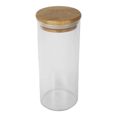 برطمان دائرية بغطاء خشبي - 6.5 * 15 سم