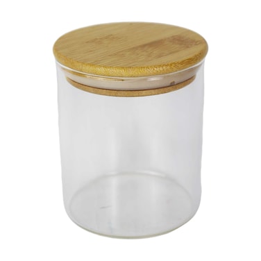 برطمان دائرية بغطاء خشبي - 8.5 * 10 سم