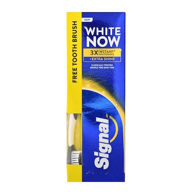 Signal Toothpaste White Now Gold for Stains - 75ml + Toothbrush
