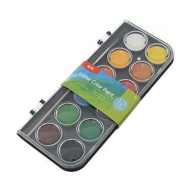 M&amp;G Water Color Palette with Thin Brush - 12 Colors - APLN976J0