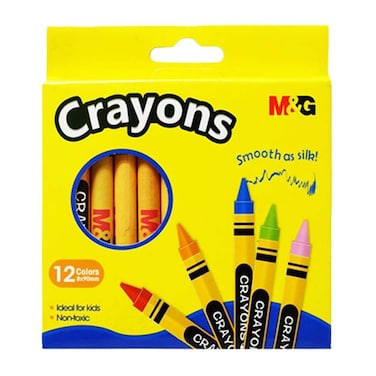 M&amp;G Wax Crayons - 12 Colors - AGMX4225