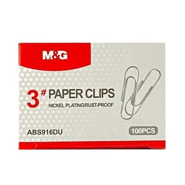 مشابك ورق إم آند جي مطلية بالنيكل - 100 قطعة - ABS916DU