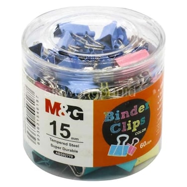 مشباك تثبيت الورق الملونة إم آند جي - 15 مم - 60 دبوس