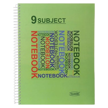 Yassin Spiral Notebook 9 Subjects - 225 Sheets Size A4 - Assorted Colors