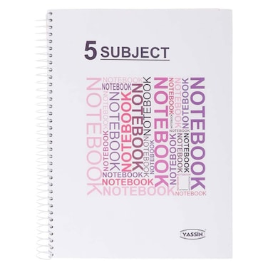 Yassin Spiral Notebook 5 Subjects - 190 Sheets Size A4 - Assorted Colors