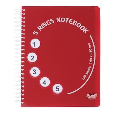 Yassin 5 Rings Spiral Notebook - 190 Sheets Size A5 - Assorted Colors