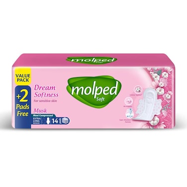 فوط صحية مولبيد ماكسي مضغوطة وناعمة - طويلة جدًا - 14 فوطة