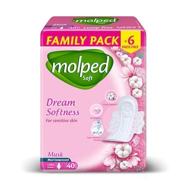 Molped Maxi Compressed Soft Pads - Long - 40 Pads