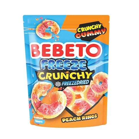 Bebeto Freeze Crunchy Peach Rings - 35 gm