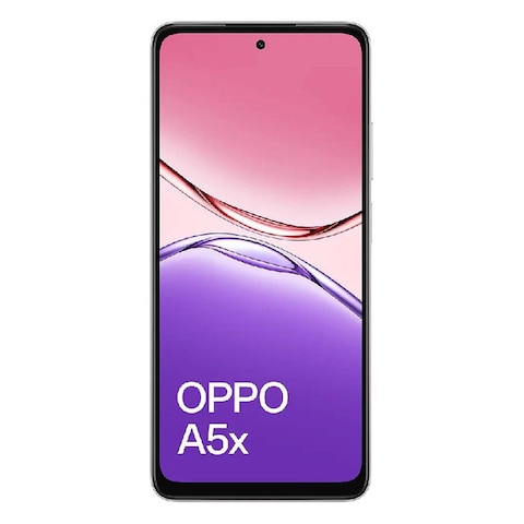 موبايل اوبو A5x - شاشة 6.67 بوصة 128 جيجابايت/4 جيجابايت ثنائي الشريحة بشبكة الجيل الرابع - أبيض