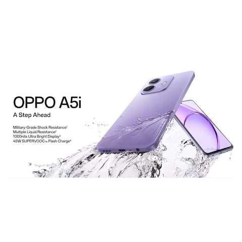 موبايل اوبو A5i - شاشة 6.67 بوصة 64 جيجابايت/4 جيجابايت ثنائي الشريحة بشبكة الجيل الرابع - ارجواني