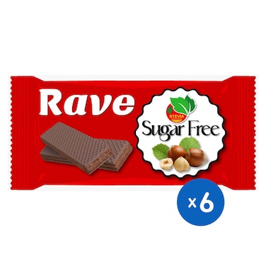 Rave Wafer Filled with Hazelnut Cream Sugar Free - 6 Pieces