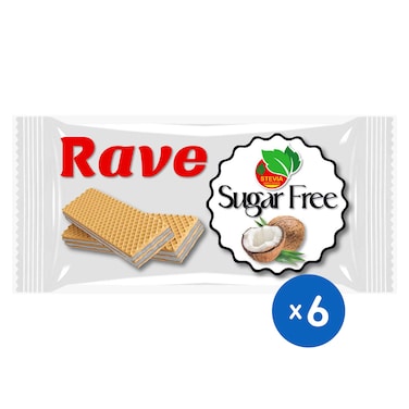 ويفر ريف محشو بكريمة جوز الهند بدون السكر - 6 قطع