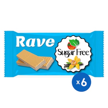 ويفر ريف محشو بكريمة الفانيليا بدون السكر - 6 قطع