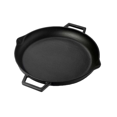 شواية لافا دائرية من الحديد الزهر بمقبضين - 26 سم - أسود