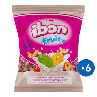 حلوى ايبون المحشوة بكريمة الحليب بطعم الفاكهة - 105 جرام - 6 أكياس