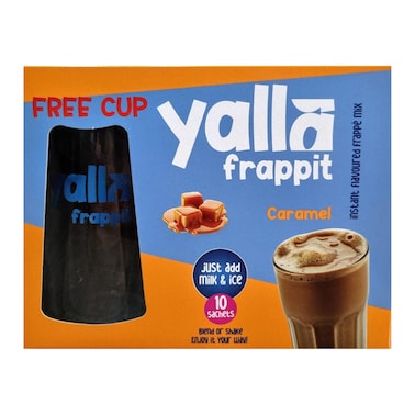 Yalla Frapp It Caramel Frappe 35gm - 10 Sachet + Free Cup