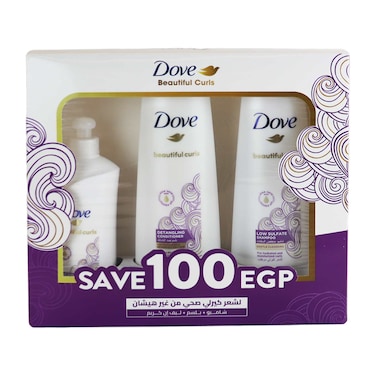 مجموعة دوف كيرلي شامبو 350 مل + بلسم 350 مل+ ليف ان 300 مل