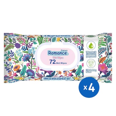 مناديل مبللة رومانس - 72 منديل - 4 عبوه