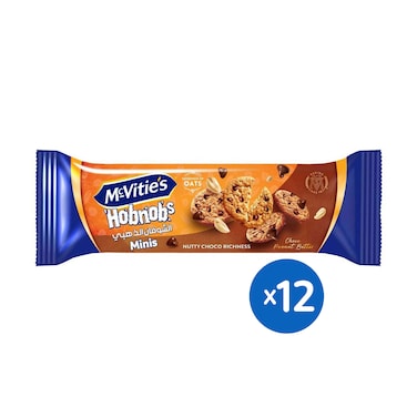 بسكوت ماكفيتيز هوبنوبز الشوفان الذهبي مينيز بنكهة الشوكولاتة الغنية - 45 جرام - 12 قطعة - 12 عبوه