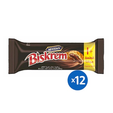 بسكويت بسكريم بكريمه الكاكاو - 30 جرام - 4 قطع - 12 عبوه