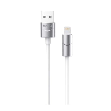 كابل أيكونز من USB إلى لايتنينج LED معدني 2.4 أمبير - أبيض