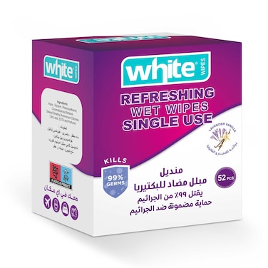 مناديل وايت المبللة المضادة للبكتيريا - 52 منديل