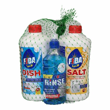 مسحوق غسالات الأطباق فيبا - 1.1كجم + ملح غسالات الأطباق - 1.5كجم + مساعد شطف - 285 مل