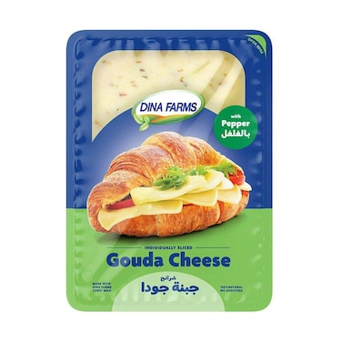 شرائح جبنة جودا بالفلفل مزارع دينا - 200 جم
