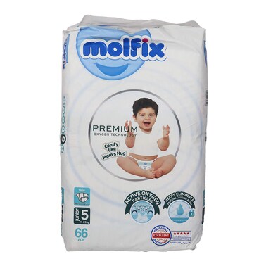 Molfix Premium Oxygen Baby Diapers - Junior Size 5 - 66 Diapers
