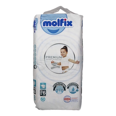 حفاضات الأطفال مولفيكس بريميوم اكسجين - أكسترا لارج مقاس 6 - 60 حفاضة