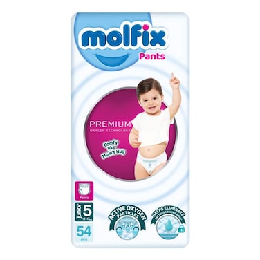 حفاضات مولفيكس بتقنية الأكسجين الفاخرة - مقاس 5 - 54 حفاضة