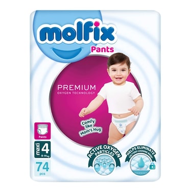 حفاضات مولفيكس بتقنية الأكسجين الفاخرة - مقاس 4- 74 حفاضة