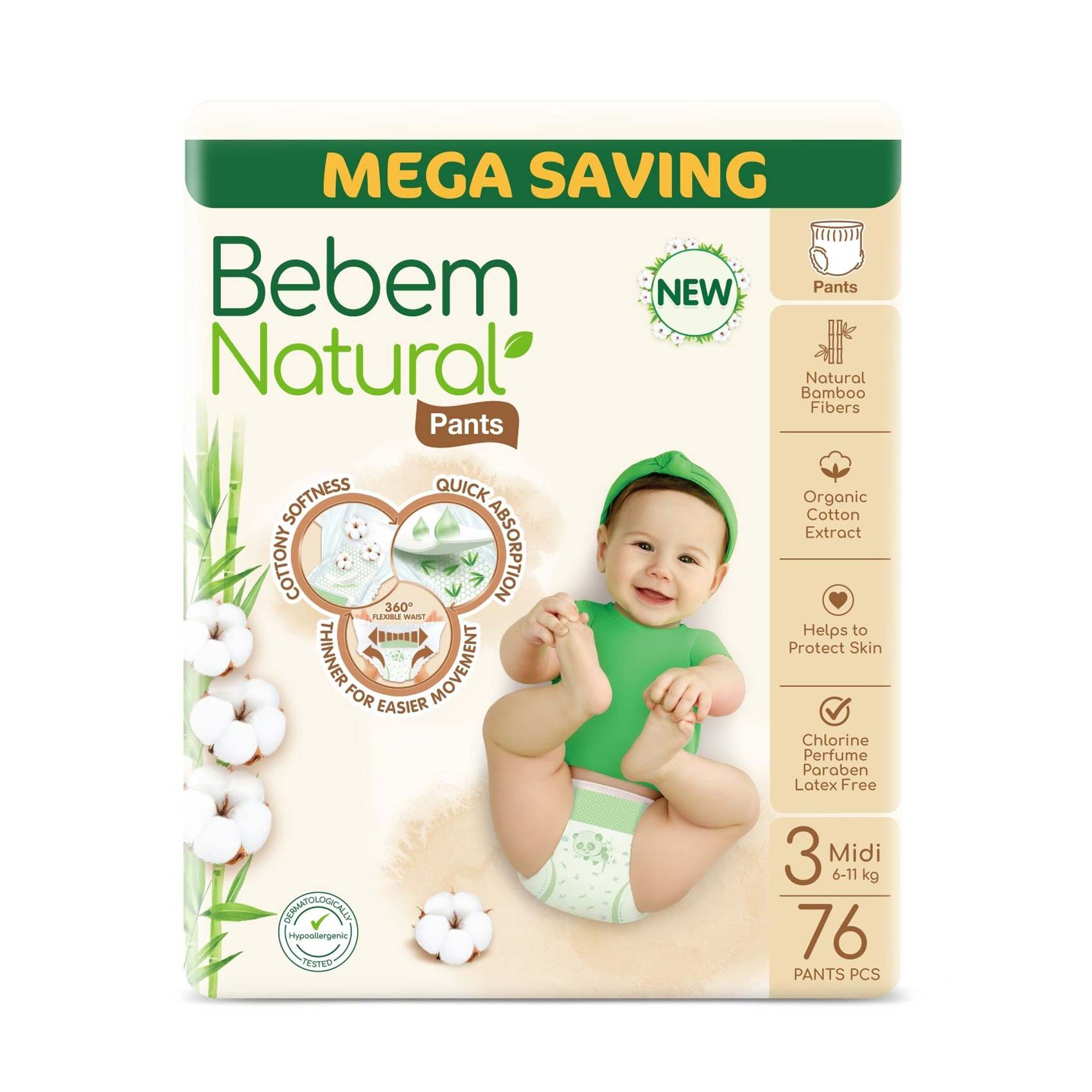 Buy Bebem Natural Pants Diaper Mega Saving Pack Midi Size 76