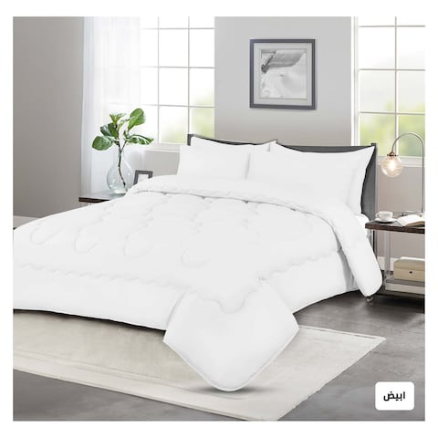 لحاف مايكروفايبر مطبوع فوربد - 220 * 235 سم - ابيض