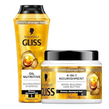 Gliss Nourishment Shampoo and Bond-Building Hair Butter Bundle