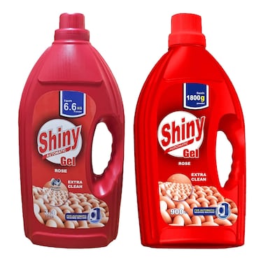 جل الغسالات الاوتوماتيك شايني برائحة الورد - 3.3 لتر + جل برائحة الورد - 900 مل