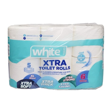 مناديل تواليت وايت اكستر - 5 طبقات - 6 بكرة