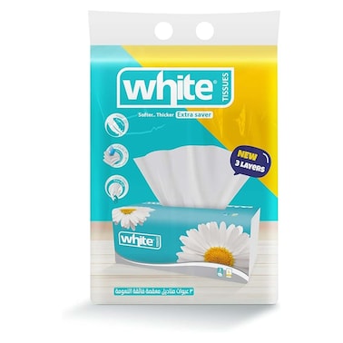 White Facial Tissues - 3 Ply - 500 Tissues - 3 Pieces