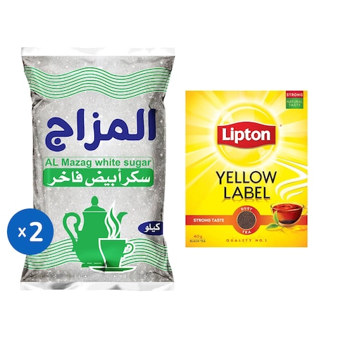 El Mazag White Sugar - 2 Pieces + Lipton Black Tea - 40 gm