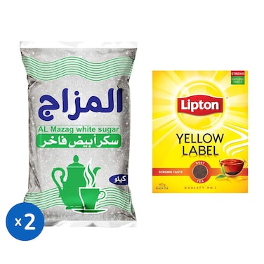 El Mazag White Sugar - 1 Kg 2 Pieces + Lipton Black Tea - 40 gm