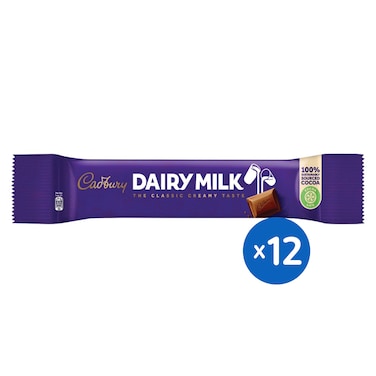 شوكولاتة كادبوري ديري ميلك سادة - 18.5 جرام - 12 قطعة