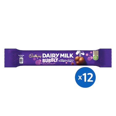 Cadbury Dairy Milk Bubbly Chocolate Bar - 13.5 gm - 12 Bars