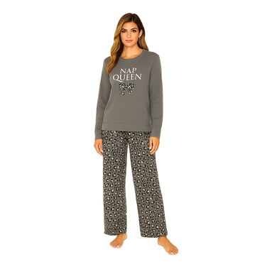 بيجامة نسائية فانيليا مقاس L - رمادى غامق - 3403