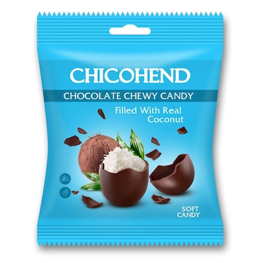 Chicohend Chocolate Chewy Candy Filled With Real Coconut - 28 Count