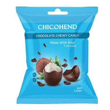 Chicohend Chocolate Chewy Candy Filled With Real Coconut - 60 Count
