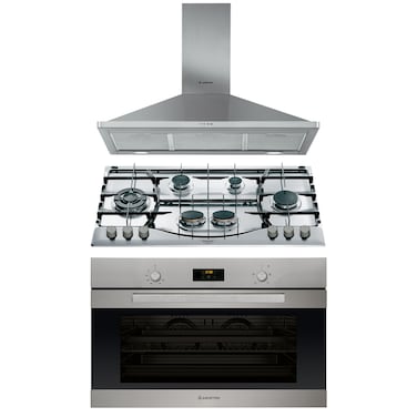 طقم أريستون بلت ان - مسطح 90 سم 6 شعلة - PHN961TS/IX/A + فرن 90 سم - GESM55IXA30 + شفاط 90 سم - AHPN - فضي